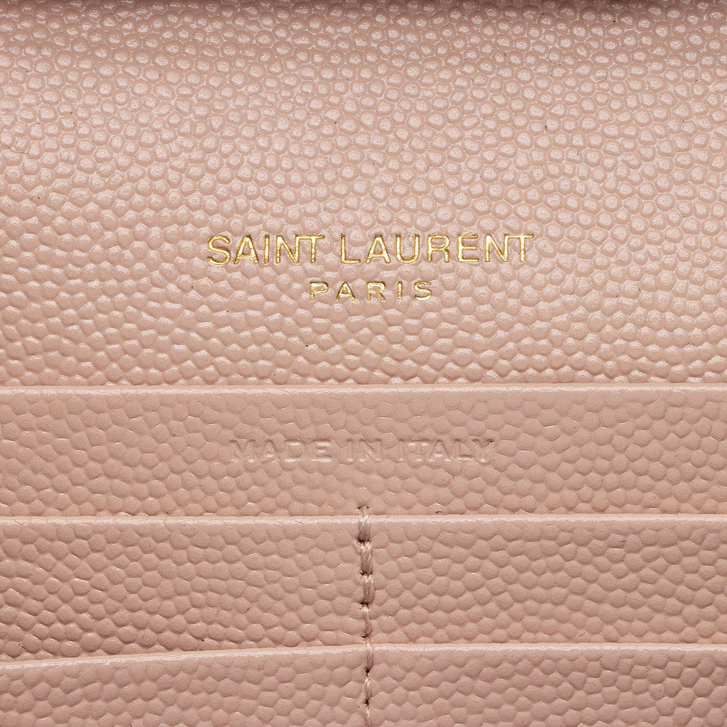 Saint Laurent Matelasse Grain de Poudre Monogram Chain Wallet (SHF-dl9giW)