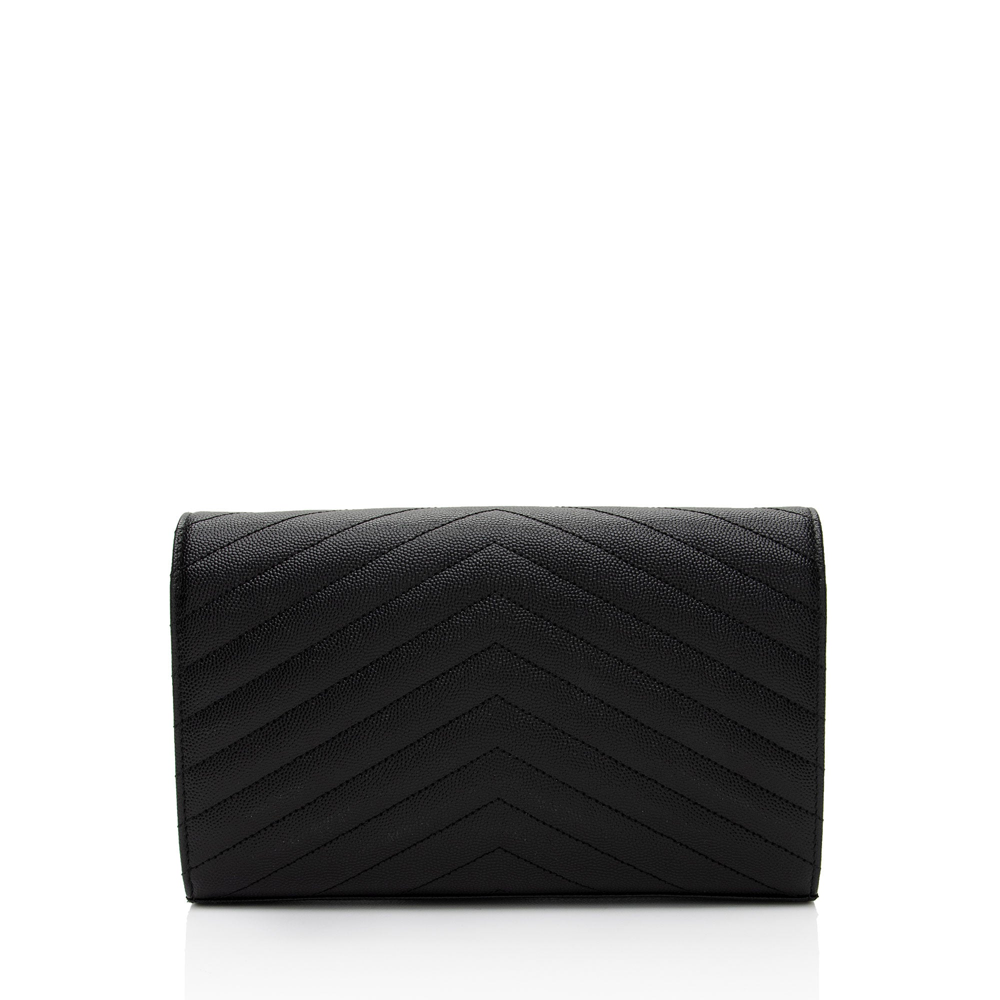 Saint Laurent Matelasse Grain de Poudre Monogram Chain Wallet (SHF-9JGPa8)
