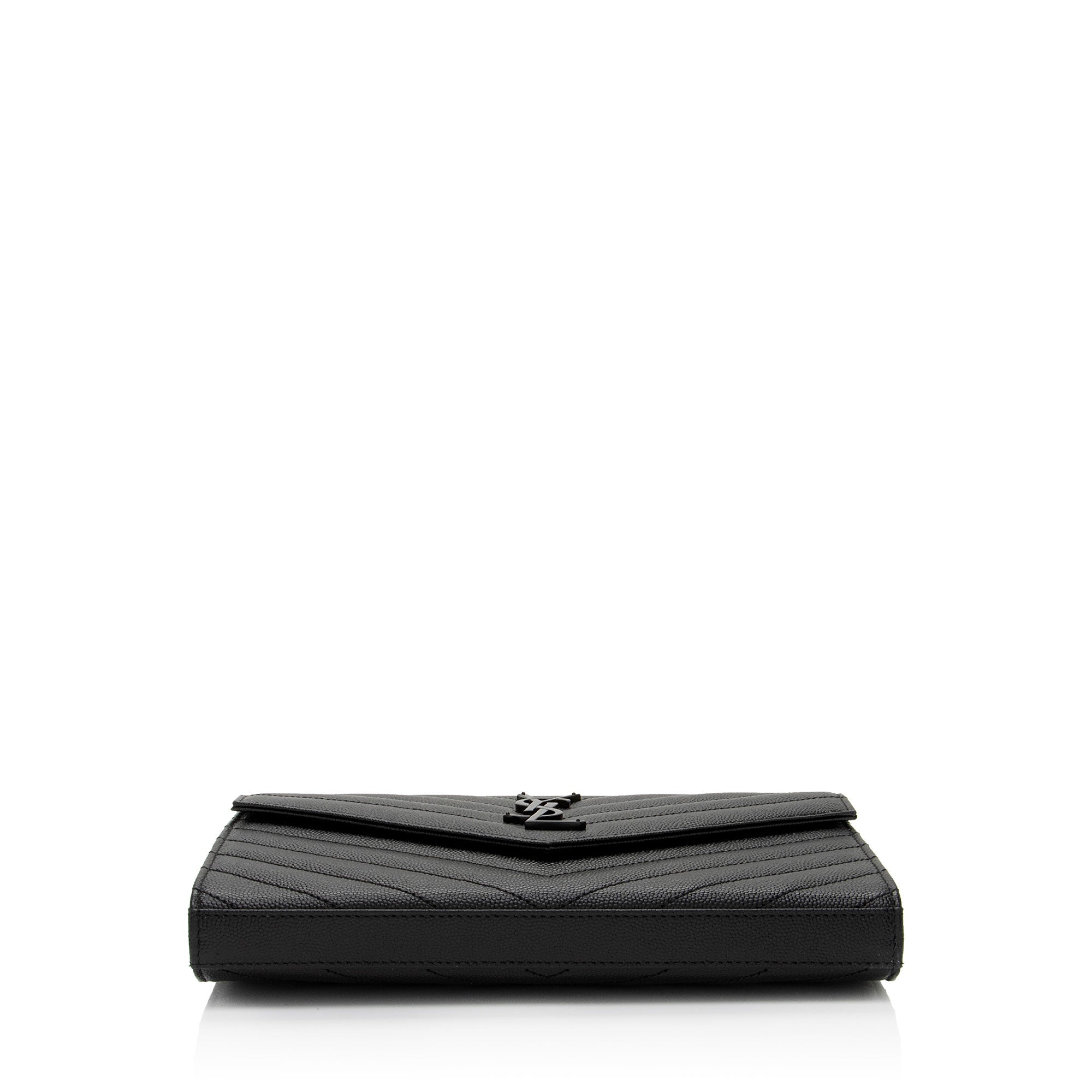 Saint Laurent Matelasse Grain de Poudre Monogram Chain Wallet (SHF-9JGPa8)