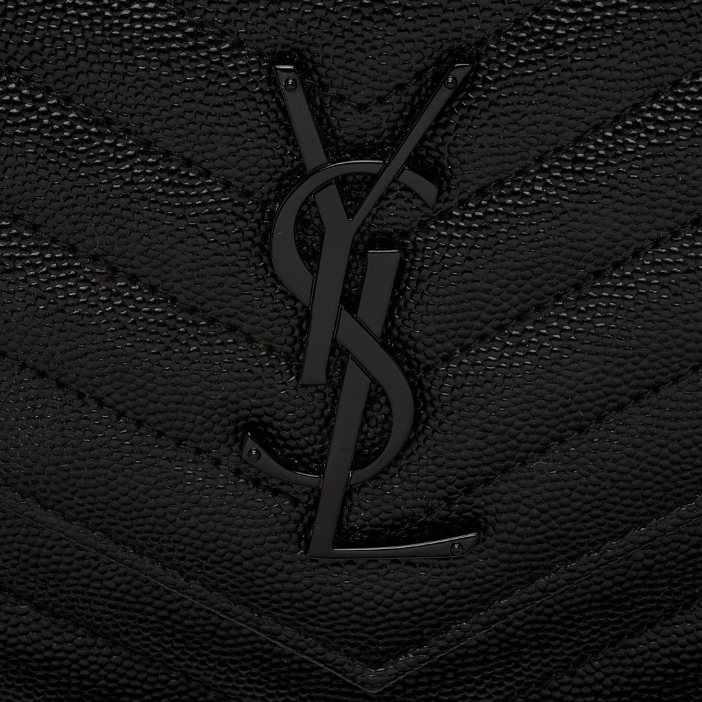 Saint Laurent Matelasse Grain de Poudre Monogram Chain Wallet (SHF-9JGPa8)