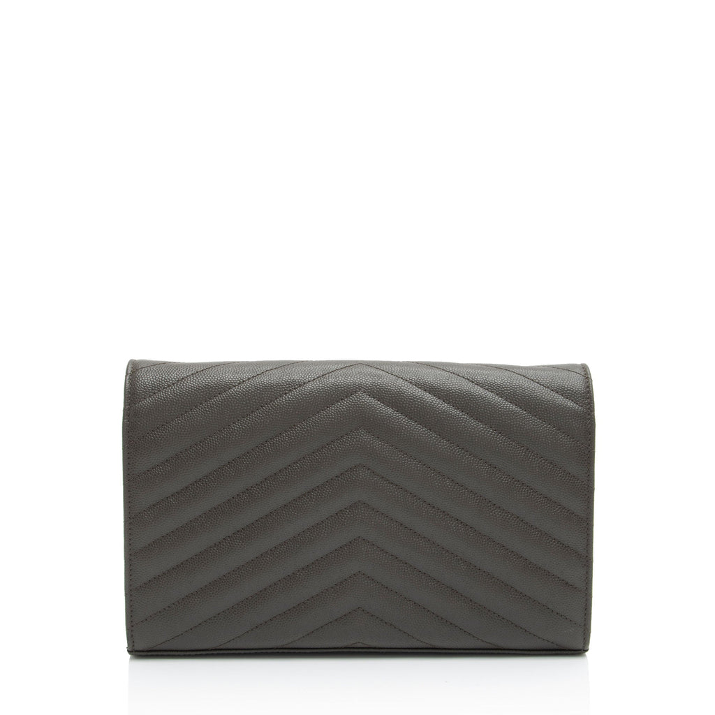 Saint Laurent Matelasse Grain de Poudre Monogram Chain Wallet (SHF-zFHDtw)