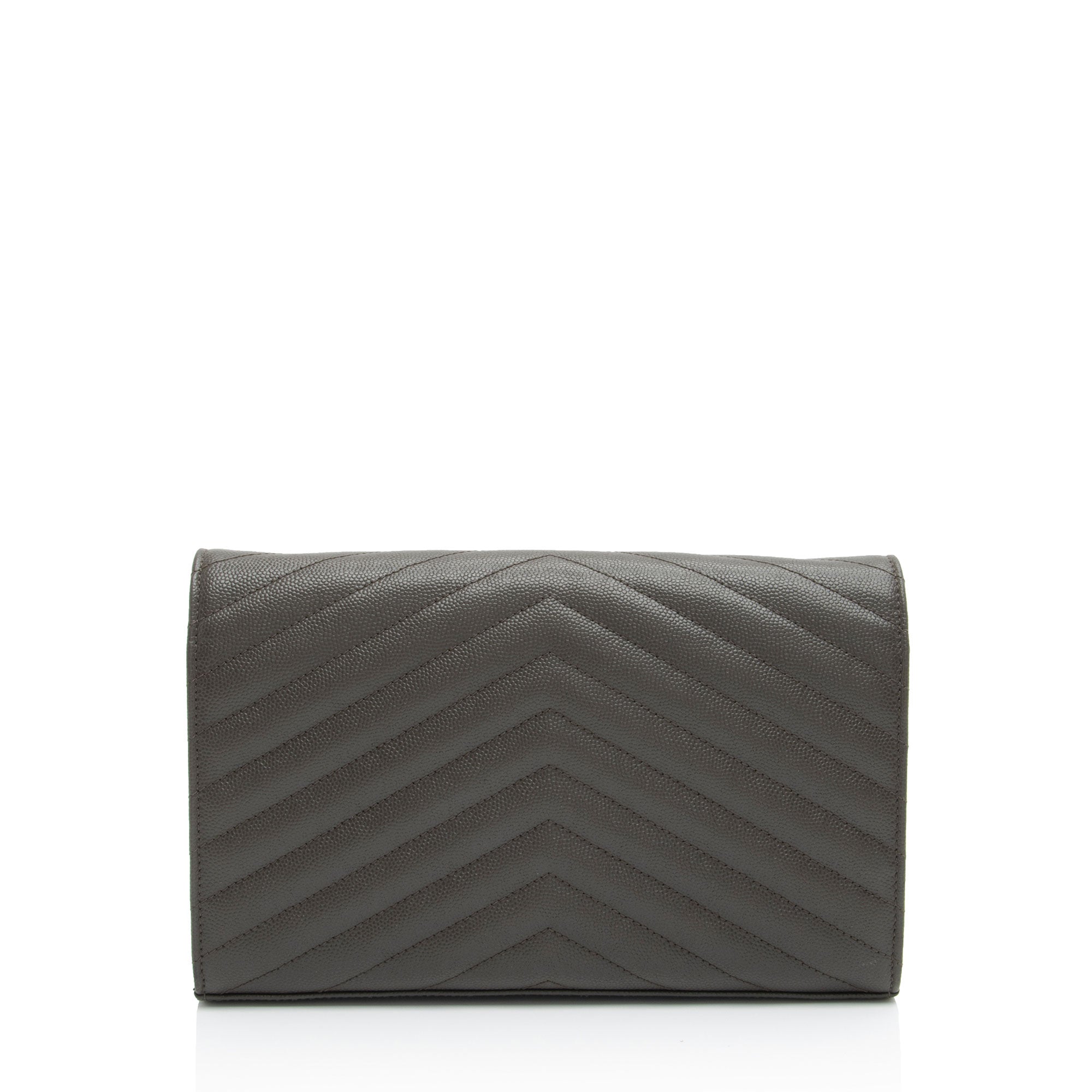 Saint Laurent Matelasse Grain de Poudre Monogram Chain Wallet (SHF-zFHDtw)