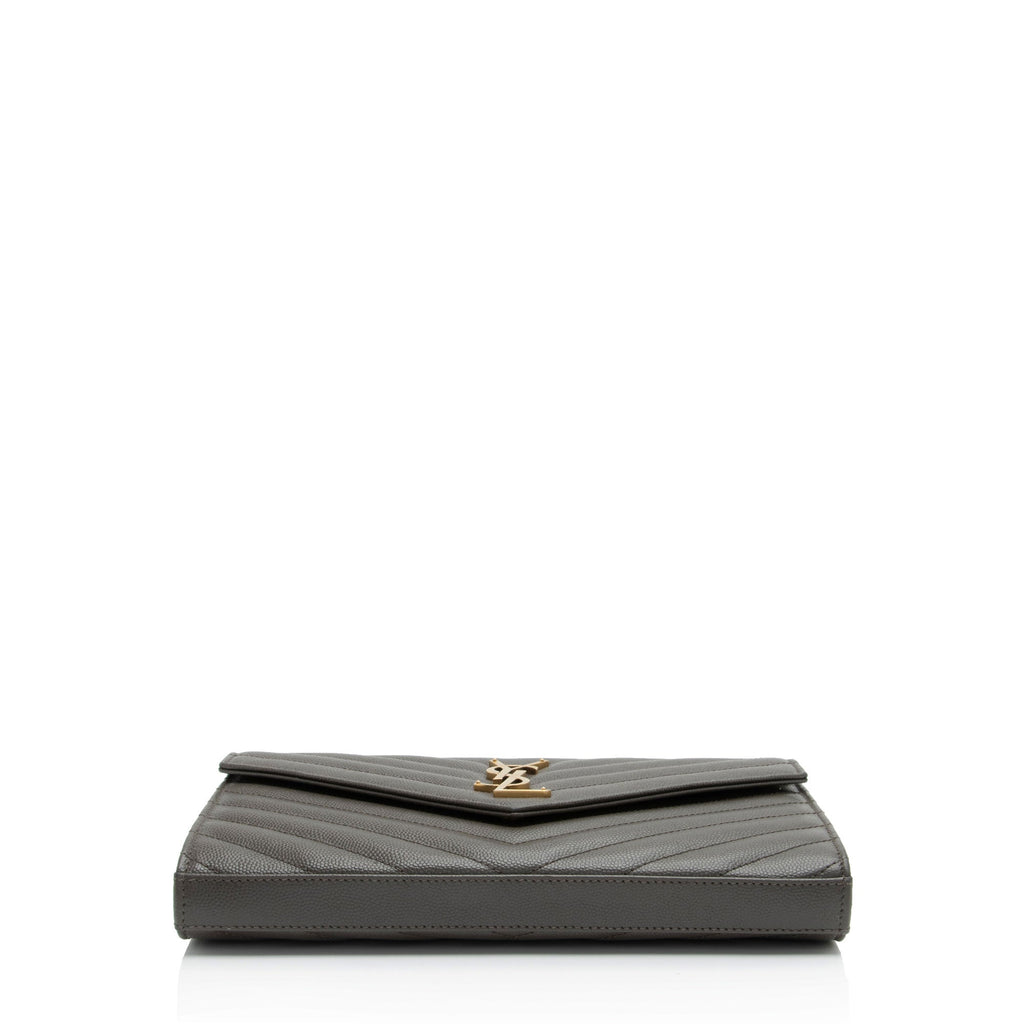 Saint Laurent Matelasse Grain de Poudre Monogram Chain Wallet (SHF-zFHDtw)