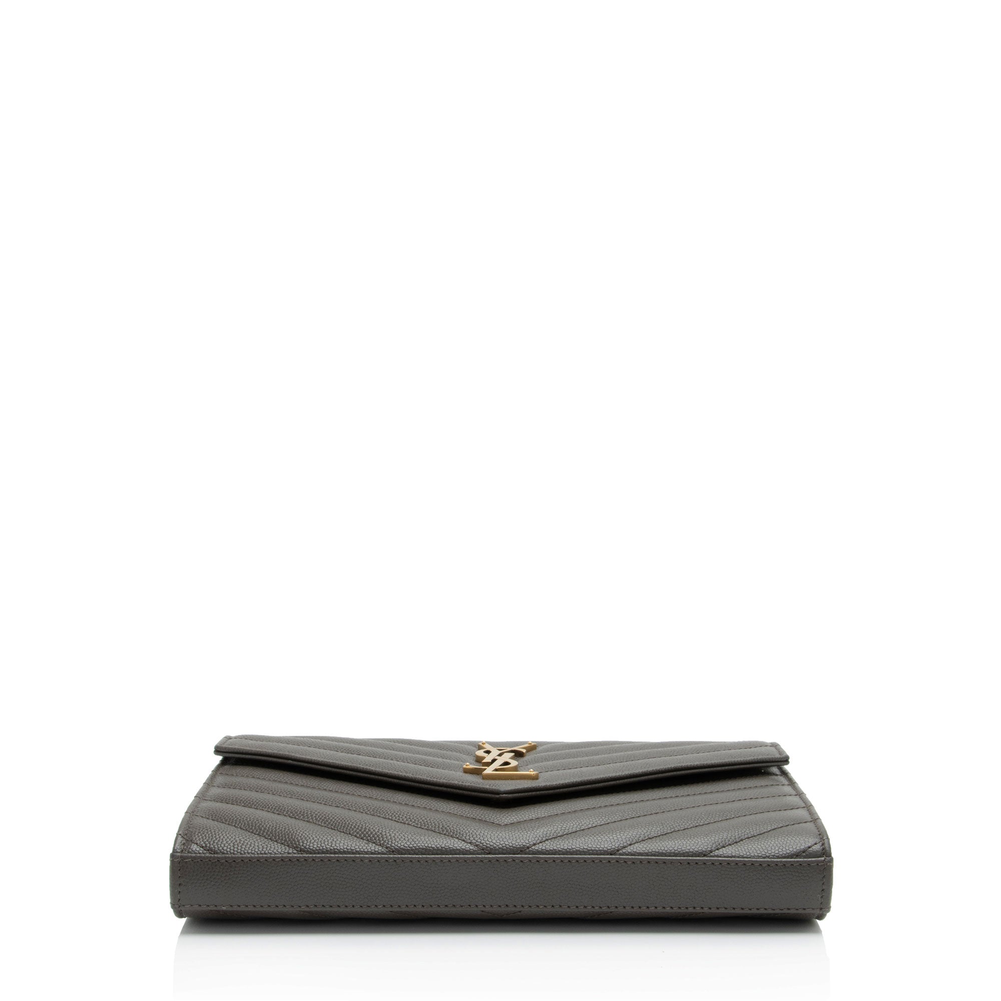 Saint Laurent Matelasse Grain de Poudre Monogram Chain Wallet (SHF-zFHDtw)