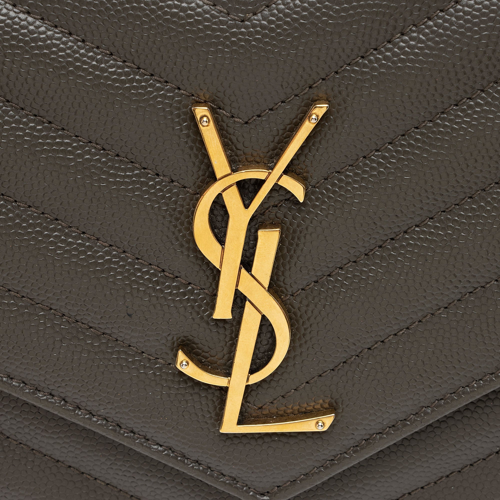 Saint Laurent Matelasse Grain de Poudre Monogram Chain Wallet (SHF-zFHDtw)