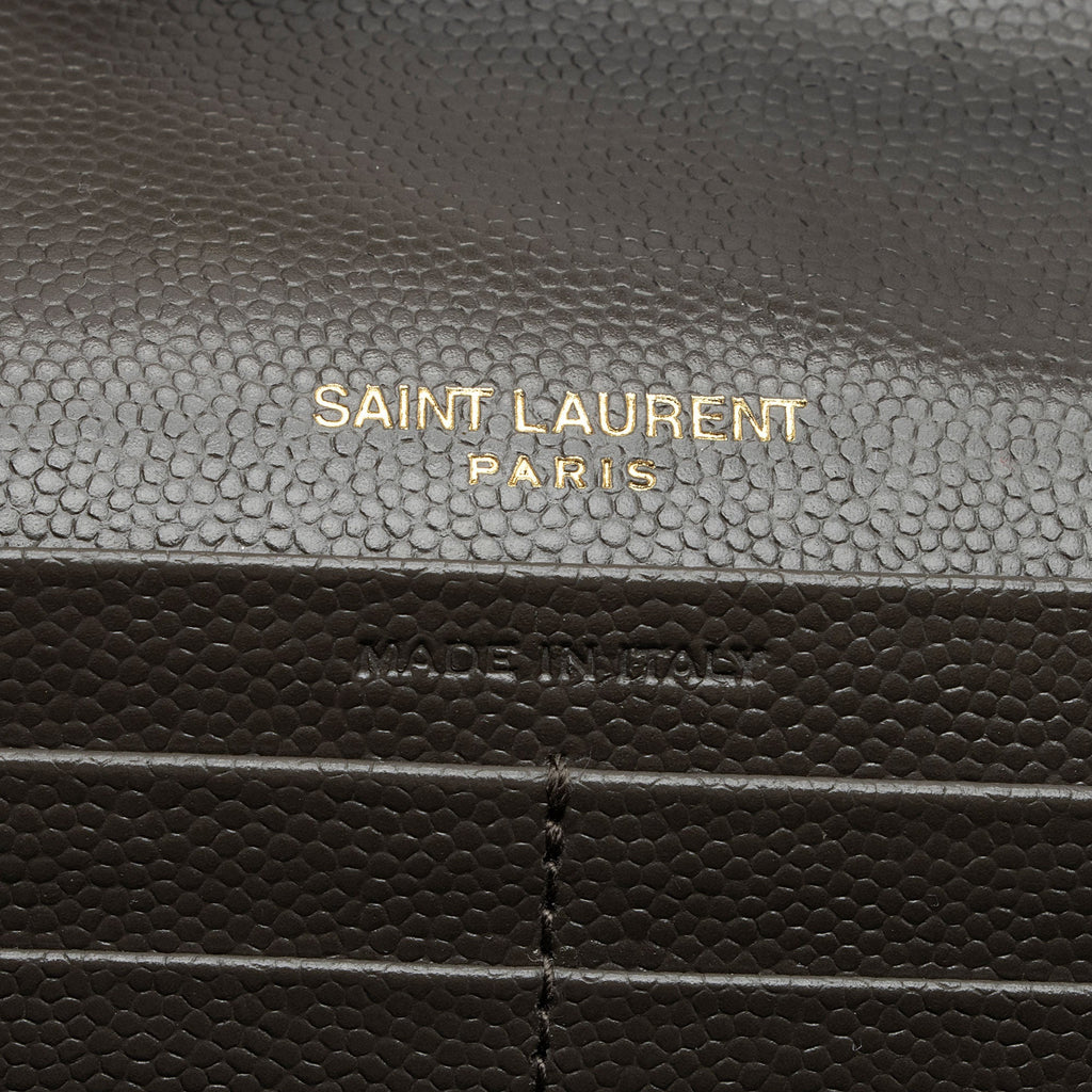 Saint Laurent Matelasse Grain de Poudre Monogram Chain Wallet (SHF-zFHDtw)