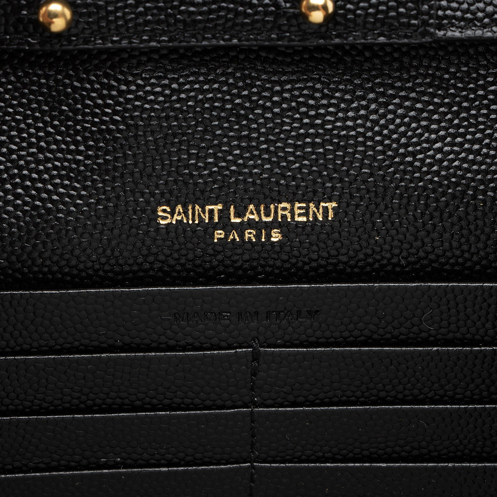 Saint Laurent Matelasse Grain de Poudre Monogram Chain Wallet (SHF-AaSbvm)