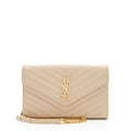 Saint Laurent Matelasse Grain de Poudre Monogram Chain Wallet (SHF-4h5maT)