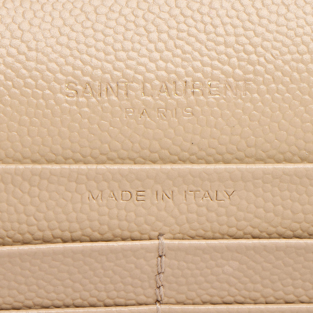 Saint Laurent Matelasse Grain de Poudre Monogram Chain Wallet (SHF-4h5maT)