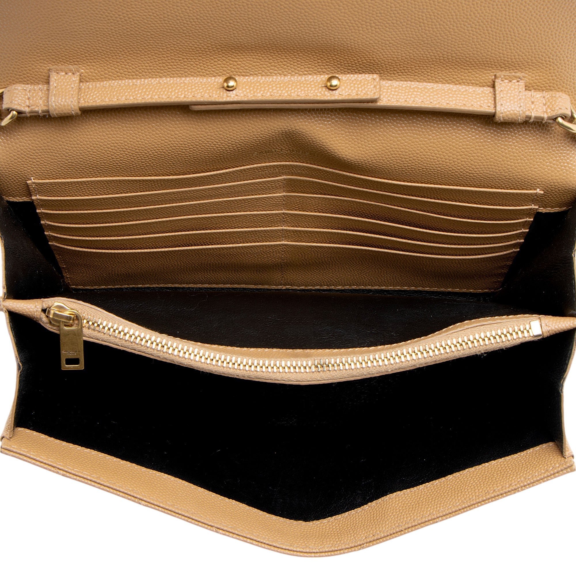 Saint Laurent Matelasse Grain de Poudre Monogram Chain Wallet (SHF-VGvD82)