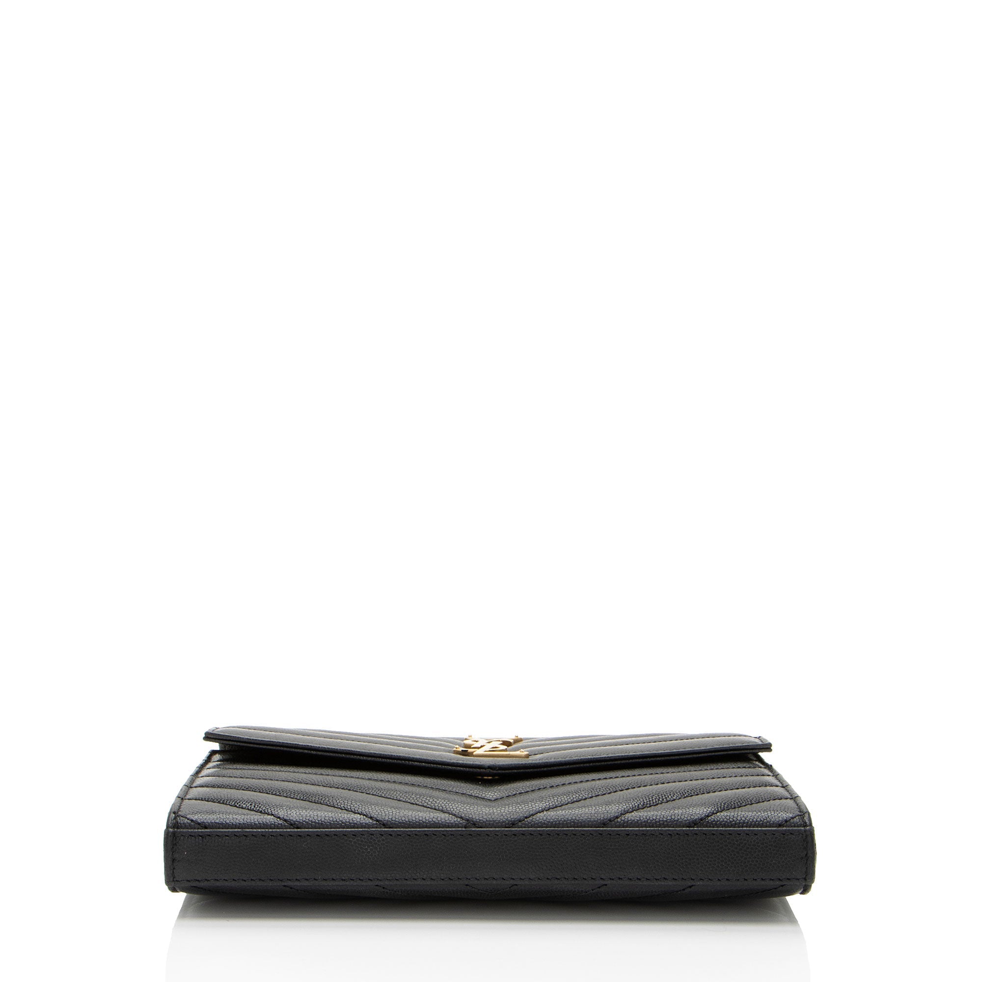 Saint Laurent Matelasse Grain de Poudre Monogram Chain Wallet (SHF-CtcP6l)