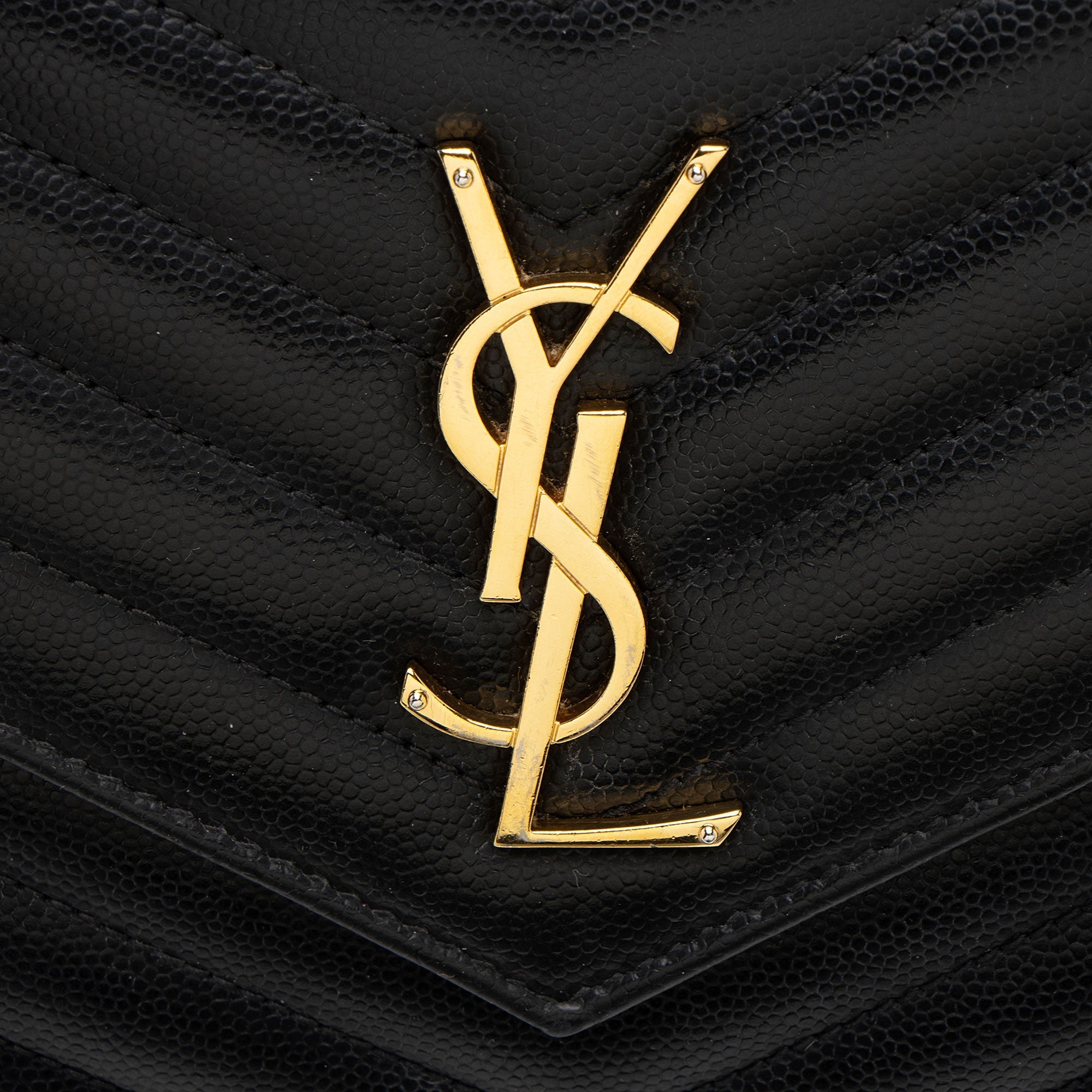 Saint Laurent Matelasse Grain de Poudre Monogram Chain Wallet (SHF-CtcP6l)