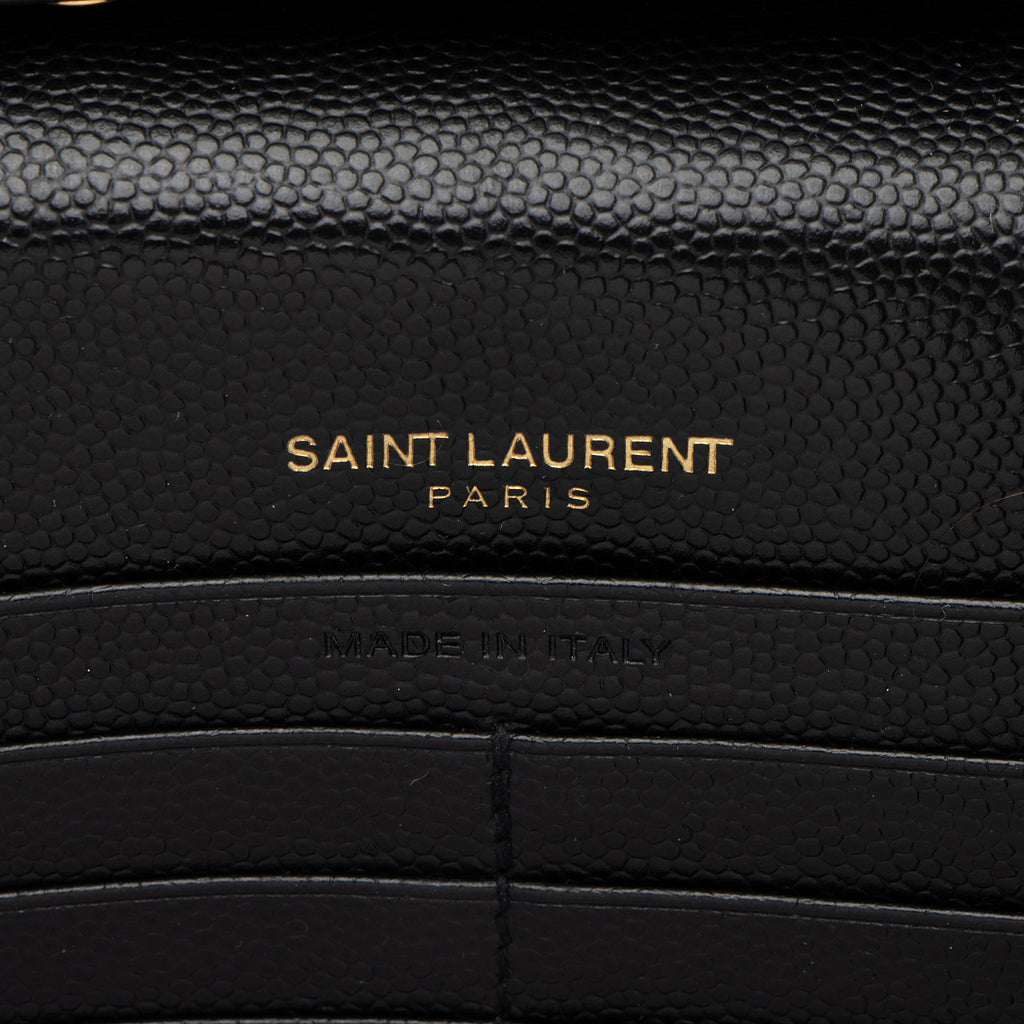 Saint Laurent Matelasse Grain de Poudre Monogram Chain Wallet (SHF-CtcP6l)