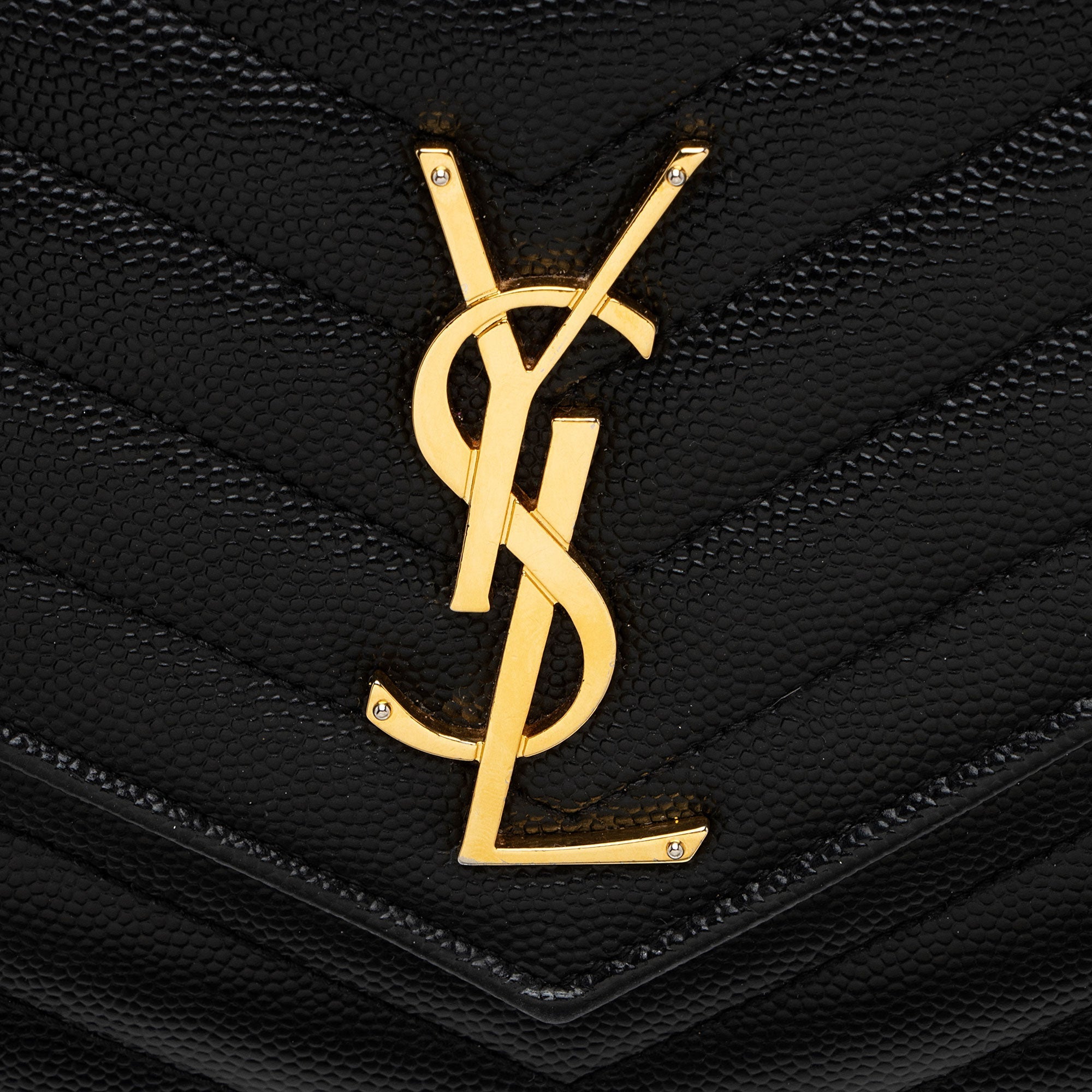 Saint Laurent Matelasse Grain de Poudre Monogram Chain Wallet (SHF-fpbhkV)