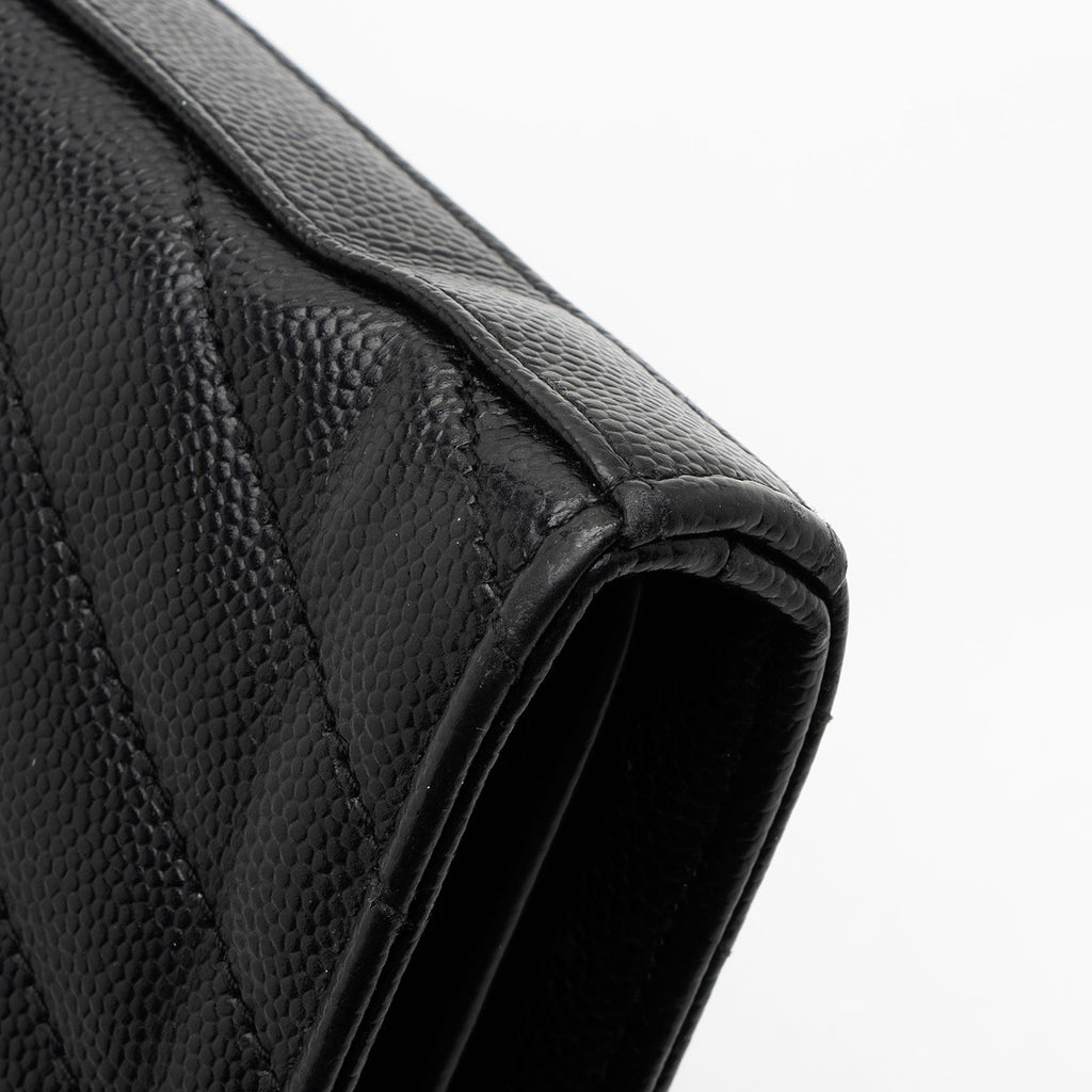 Saint Laurent Matelasse Grain de Poudre Monogram Chain Wallet (SHF-fpbhkV)