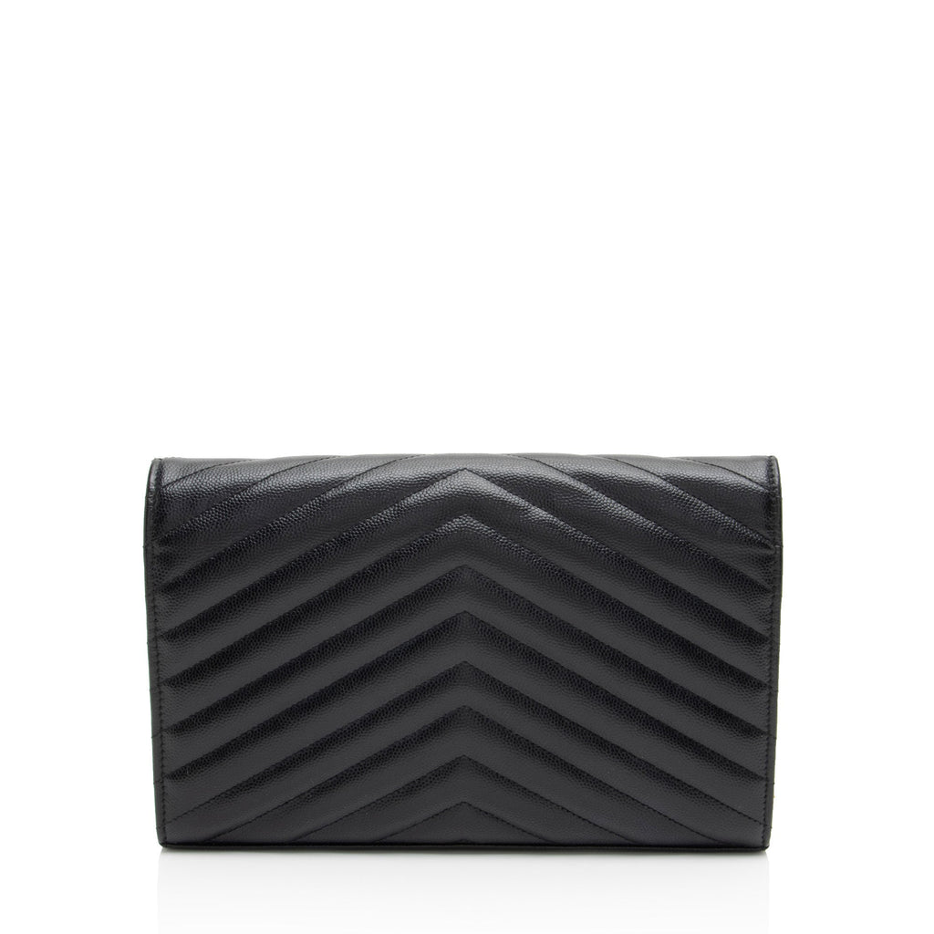Saint Laurent Matelasse Grain de Poudre Monogram Chain Wallet