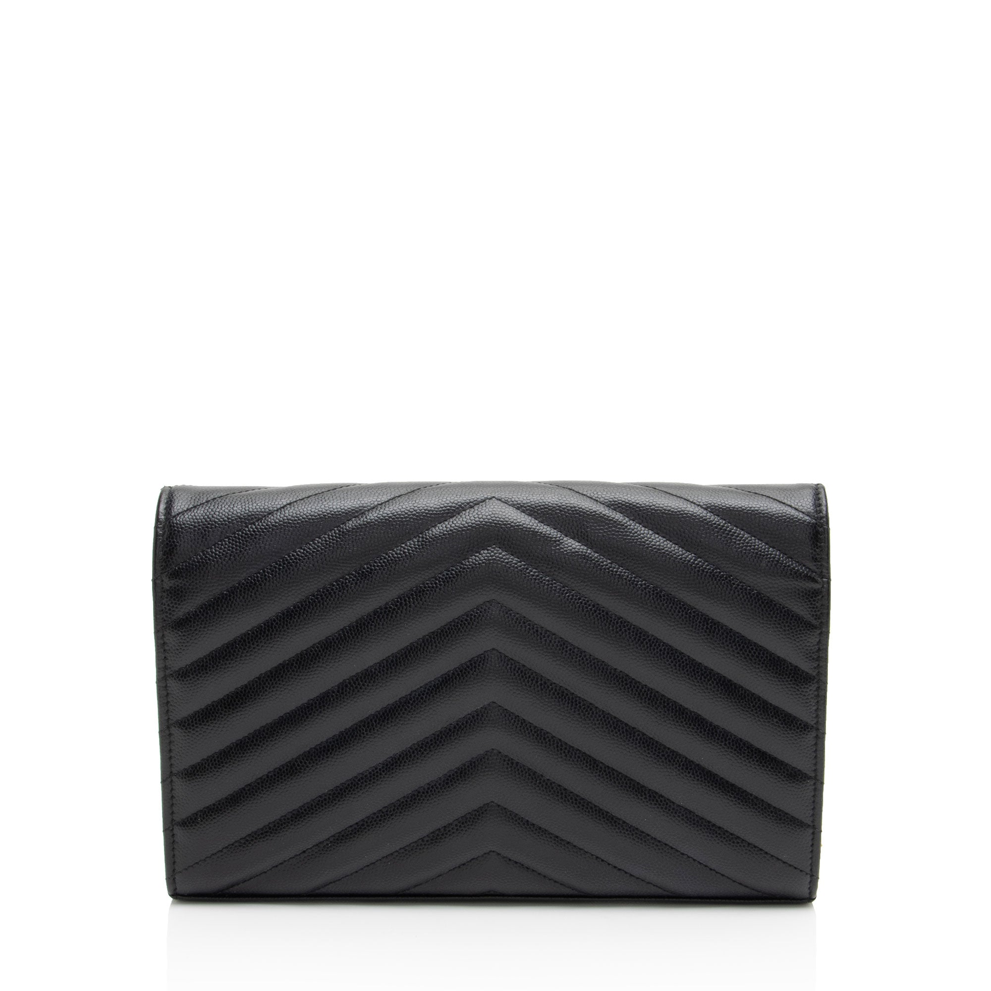Saint Laurent Matelasse Grain de Poudre Monogram Chain Wallet