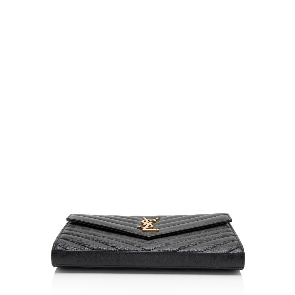 Saint Laurent Matelasse Grain de Poudre Monogram Chain Wallet