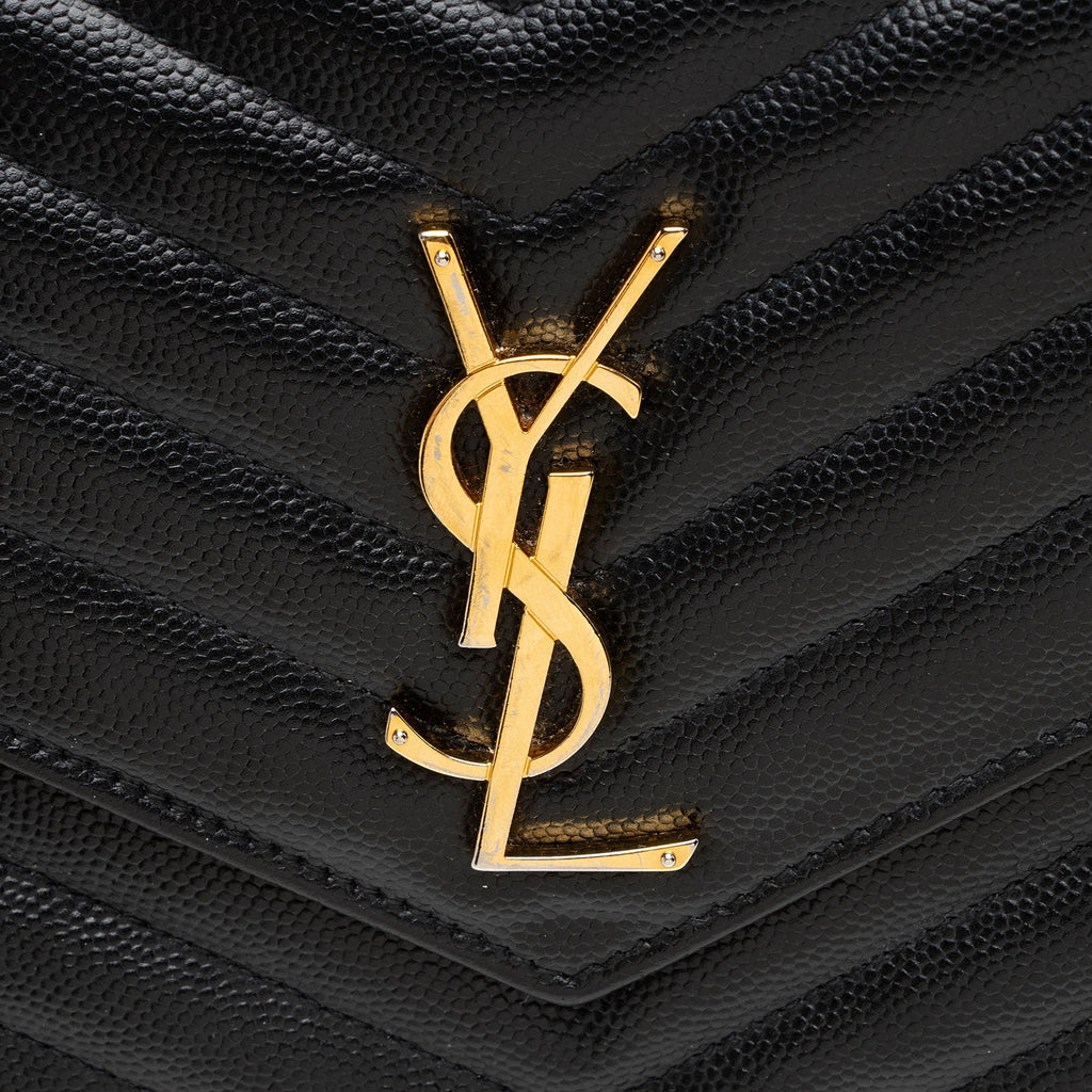 Saint Laurent Matelasse Grain de Poudre Monogram Chain Wallet