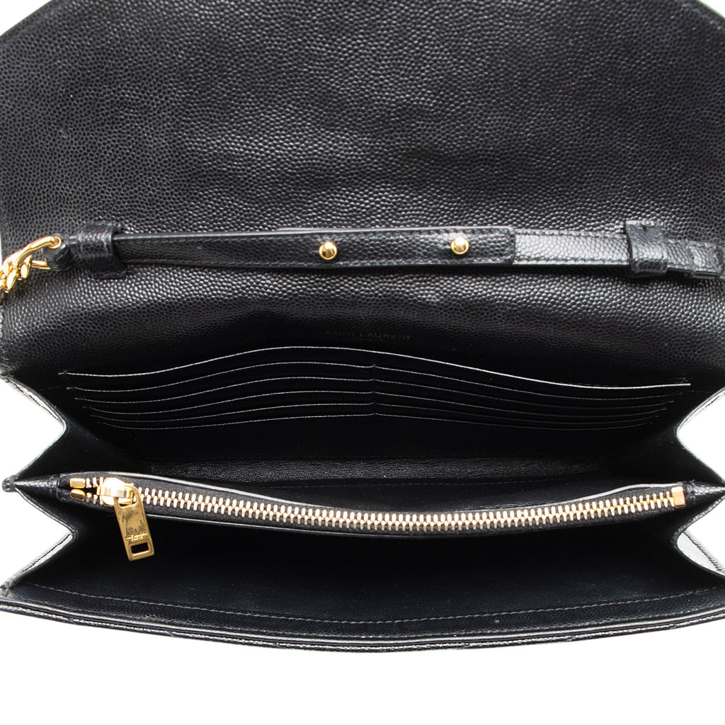 Saint Laurent Matelasse Grain de Poudre Monogram Chain Wallet