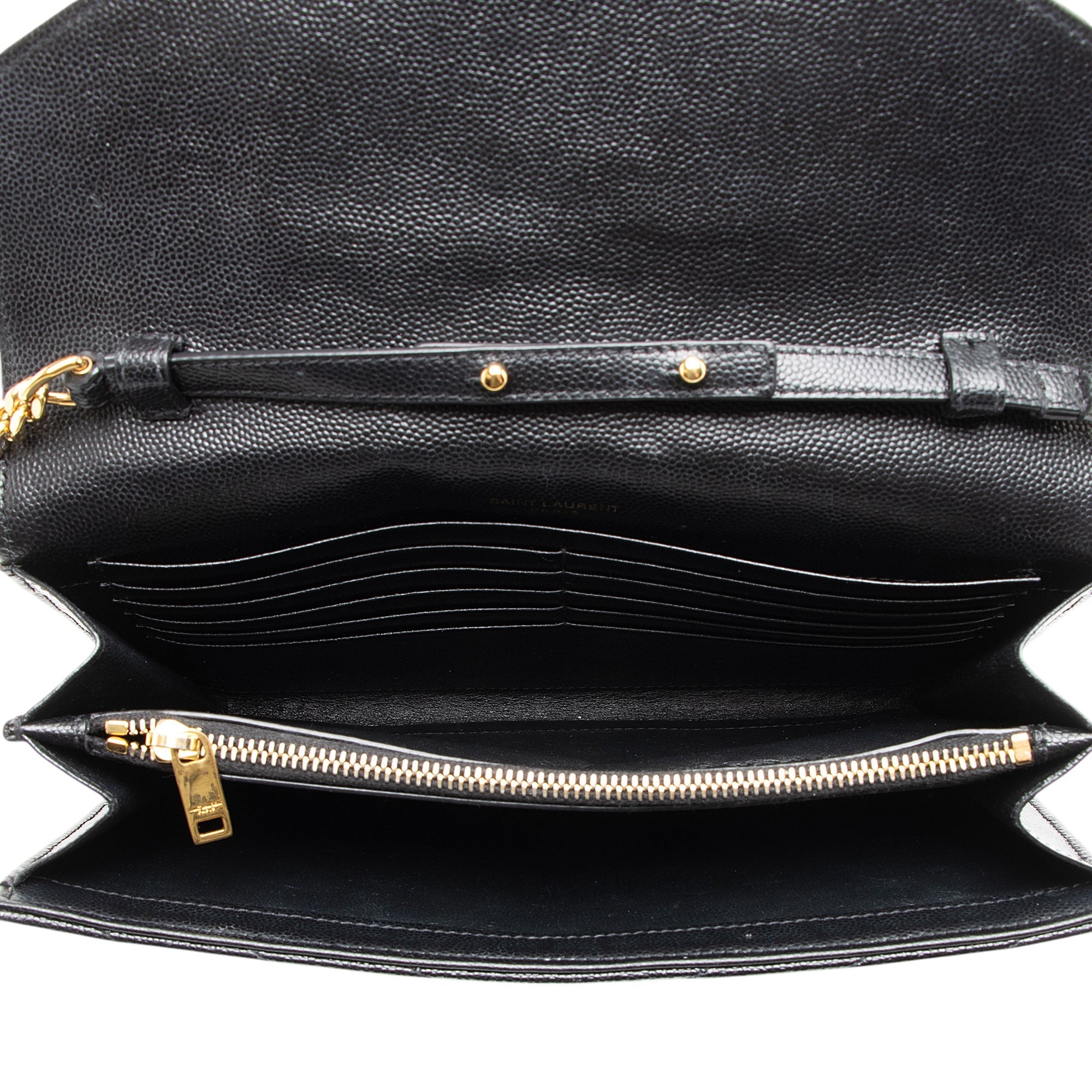 Saint Laurent Matelasse Grain de Poudre Monogram Chain Wallet