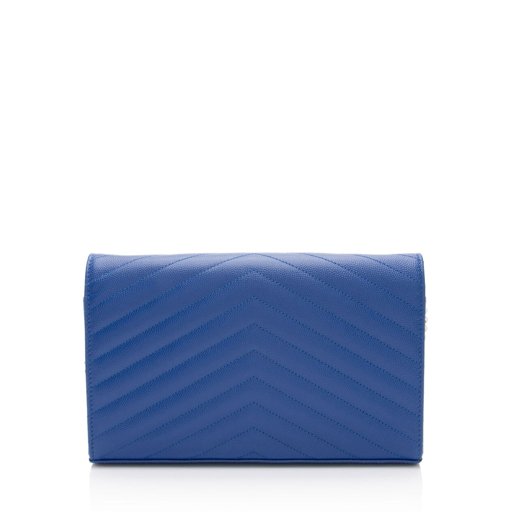 Saint Laurent Matelasse Grain de Poudre Monogram Chain Wallet