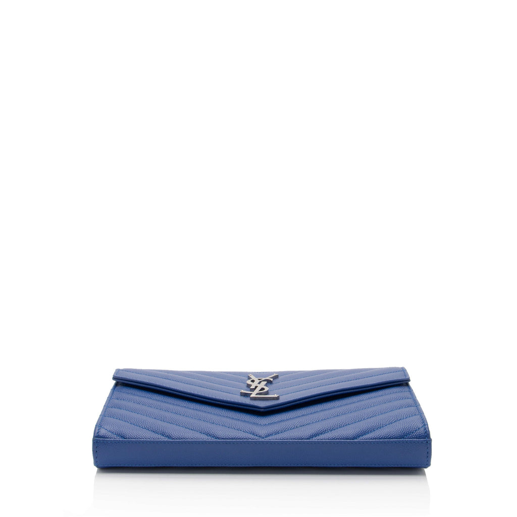 Saint Laurent Matelasse Grain de Poudre Monogram Chain Wallet