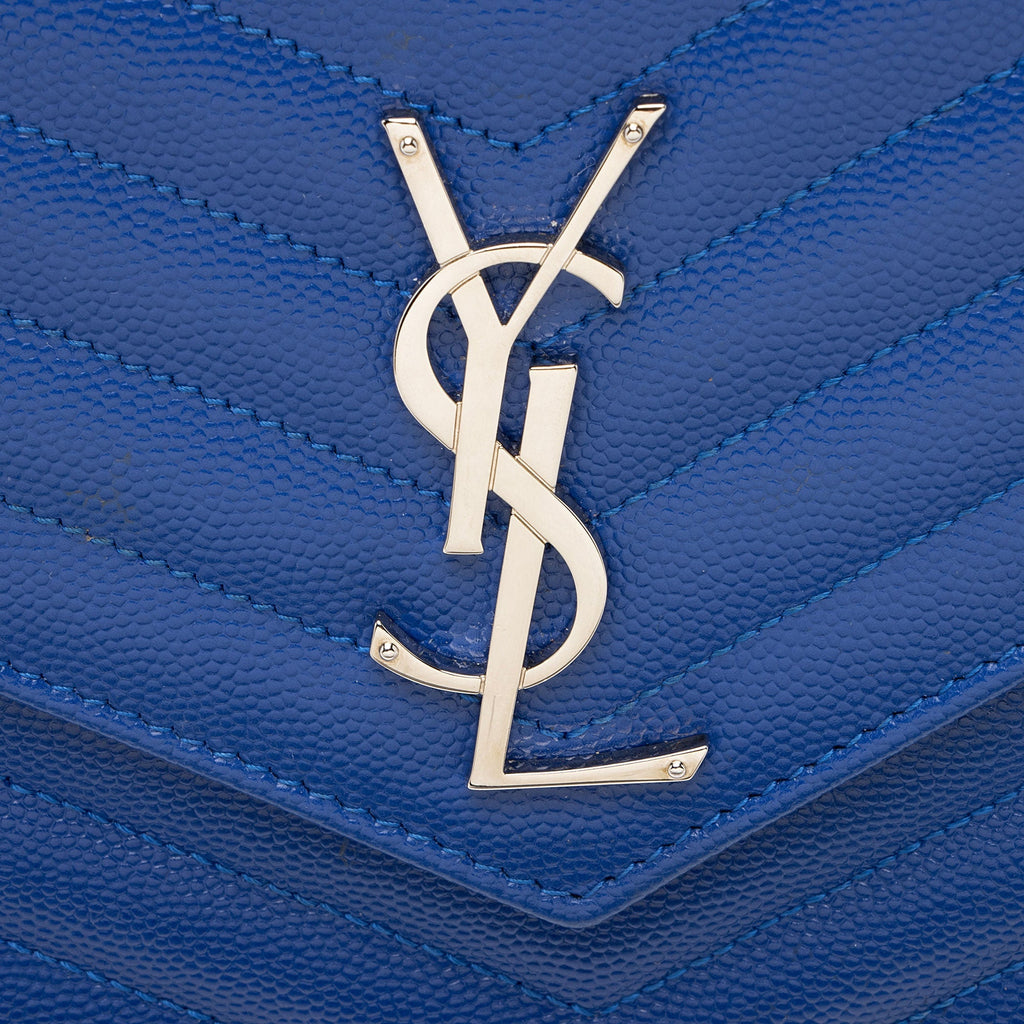 Saint Laurent Matelasse Grain de Poudre Monogram Chain Wallet