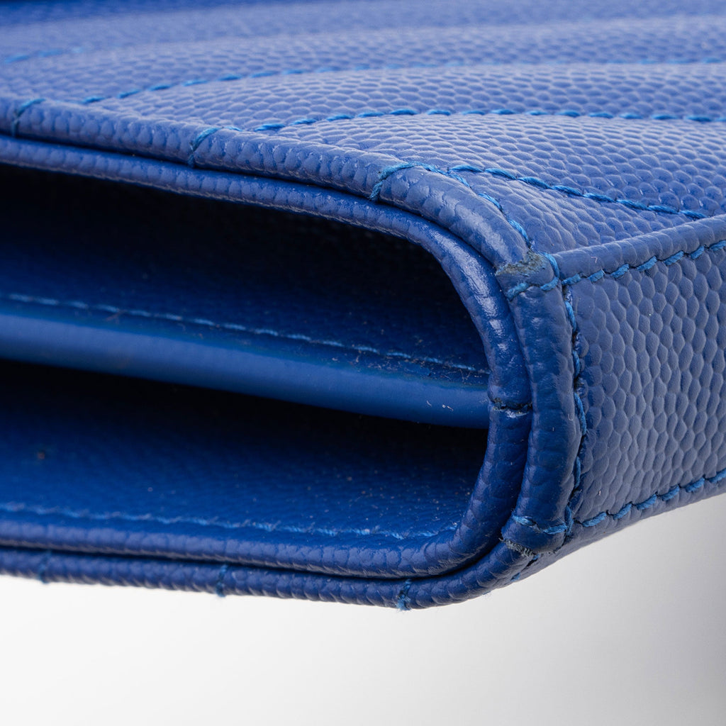 Saint Laurent Matelasse Grain de Poudre Monogram Chain Wallet