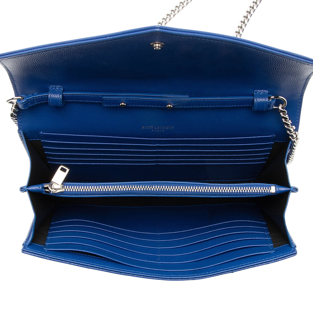 Saint Laurent Matelasse Grain de Poudre Monogram Chain Wallet