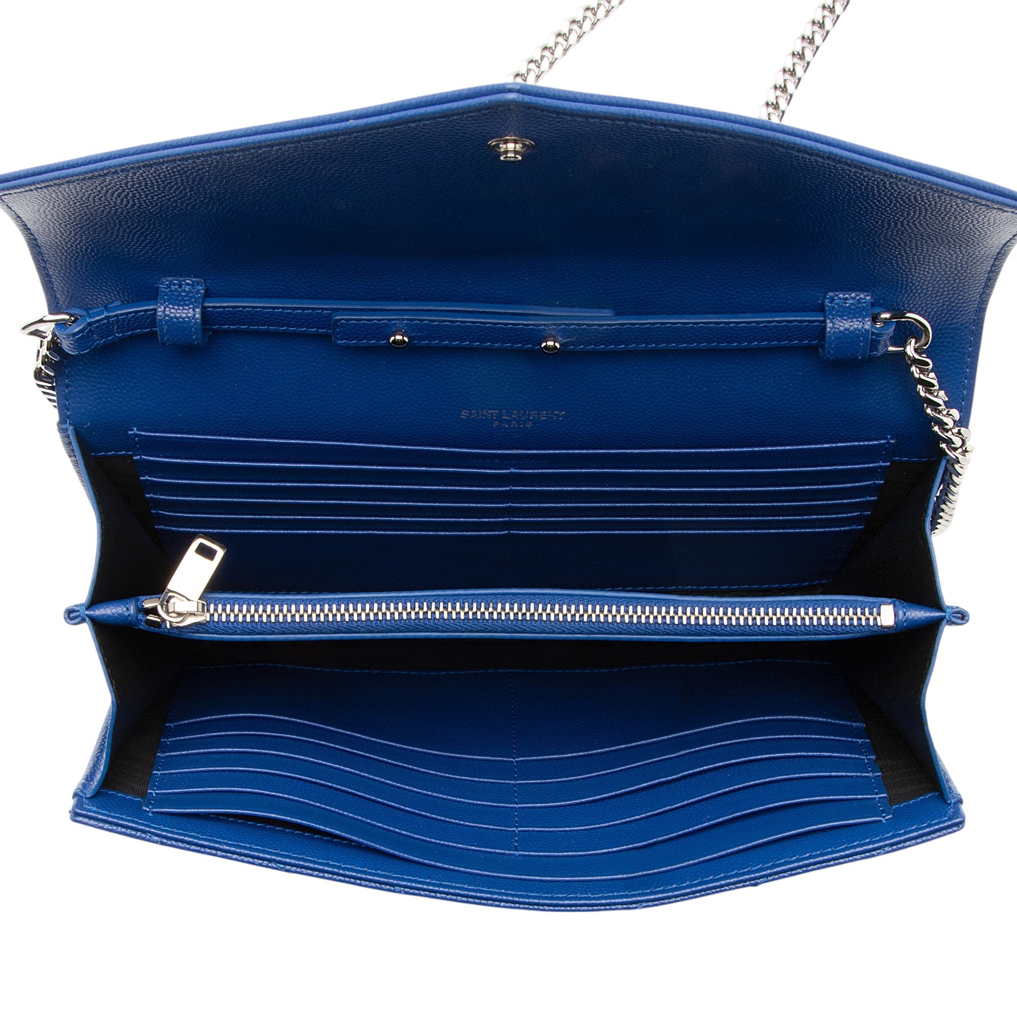 Saint Laurent Matelasse Grain de Poudre Monogram Chain Wallet