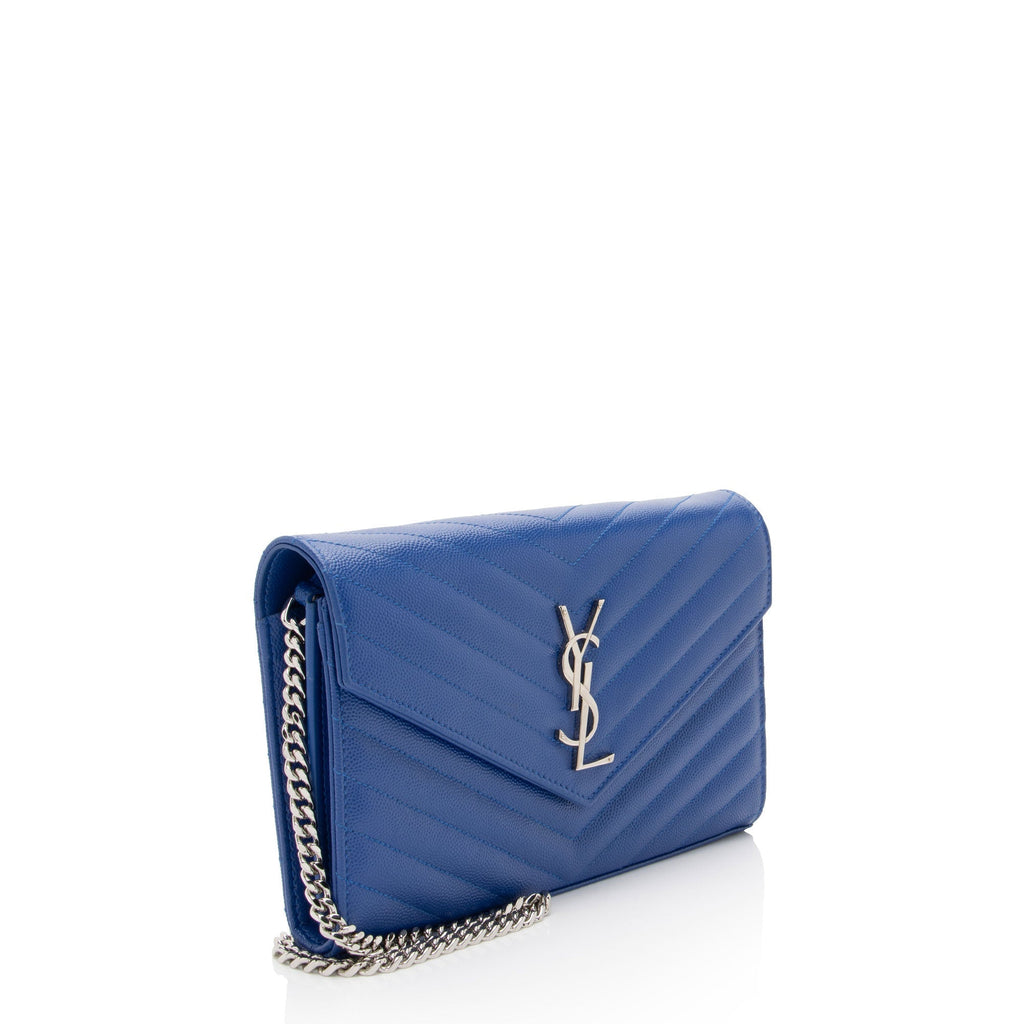 Saint Laurent Matelasse Grain de Poudre Monogram Chain Wallet