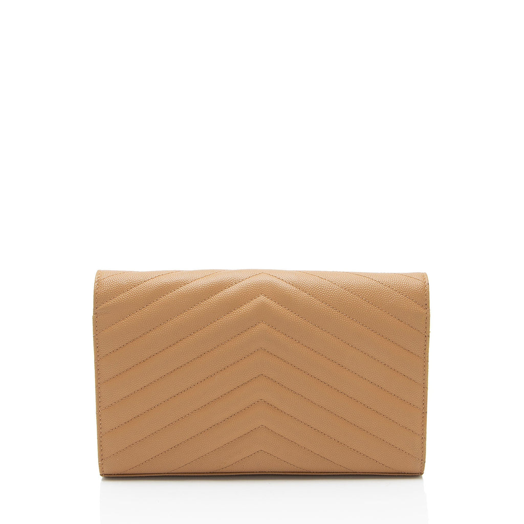 Saint Laurent Matelasse Grain de Poudre Monogram Chain Wallet