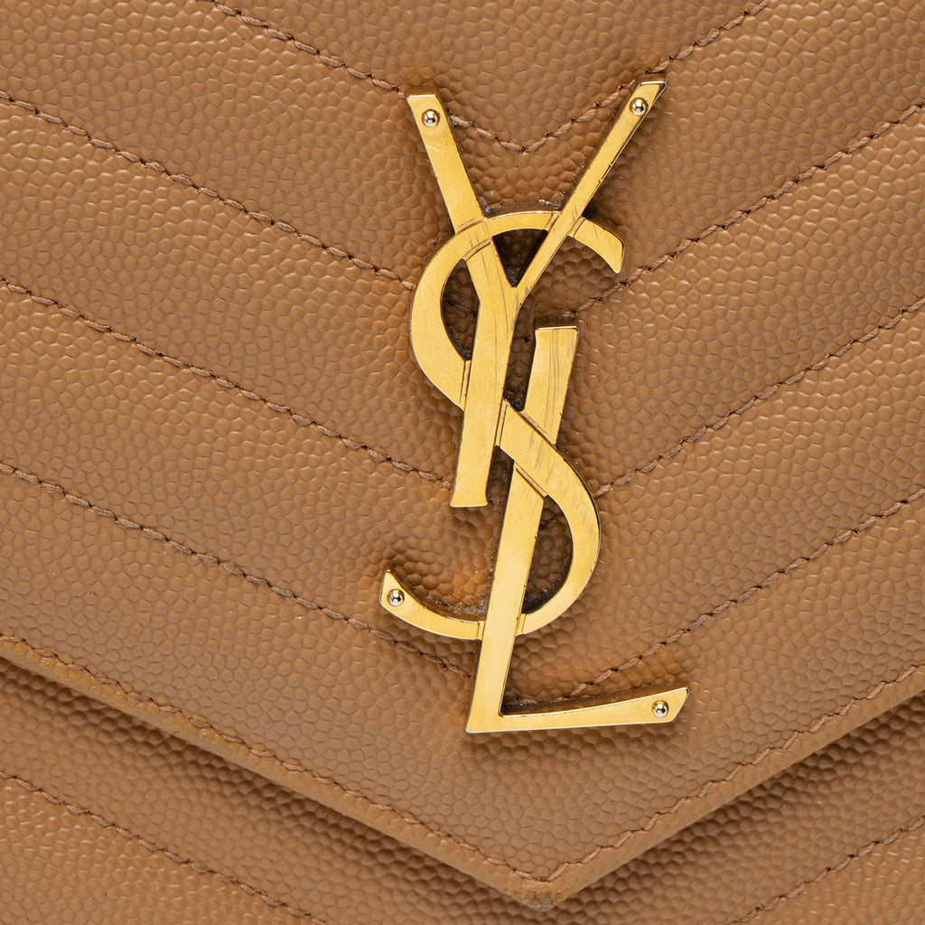 Saint Laurent Matelasse Grain de Poudre Monogram Chain Wallet