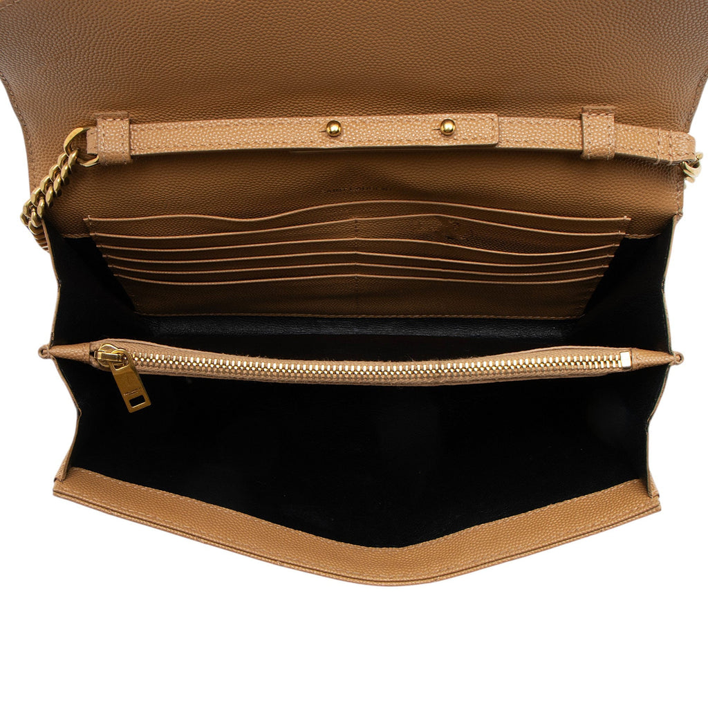 Saint Laurent Matelasse Grain de Poudre Monogram Chain Wallet