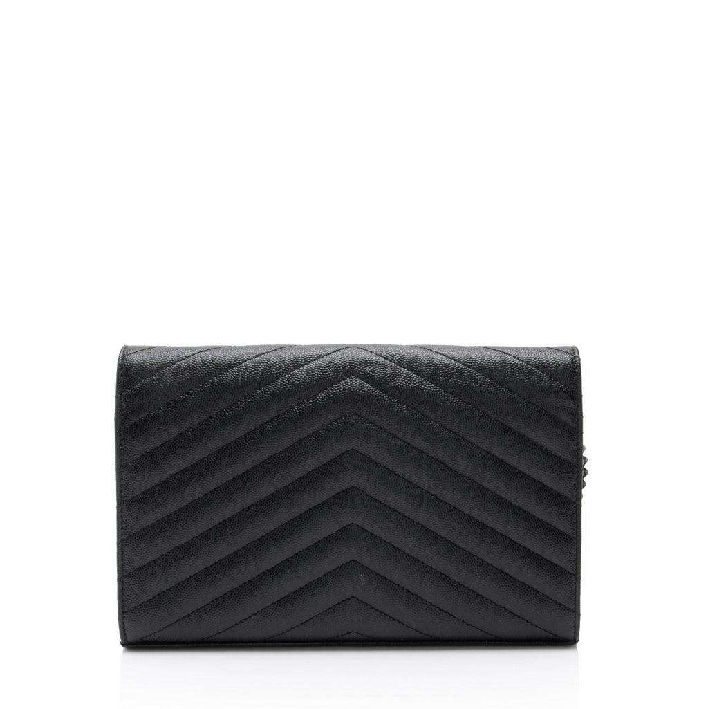 Saint Laurent Matelasse Grain de Poudre Monogram Chain Wallet
