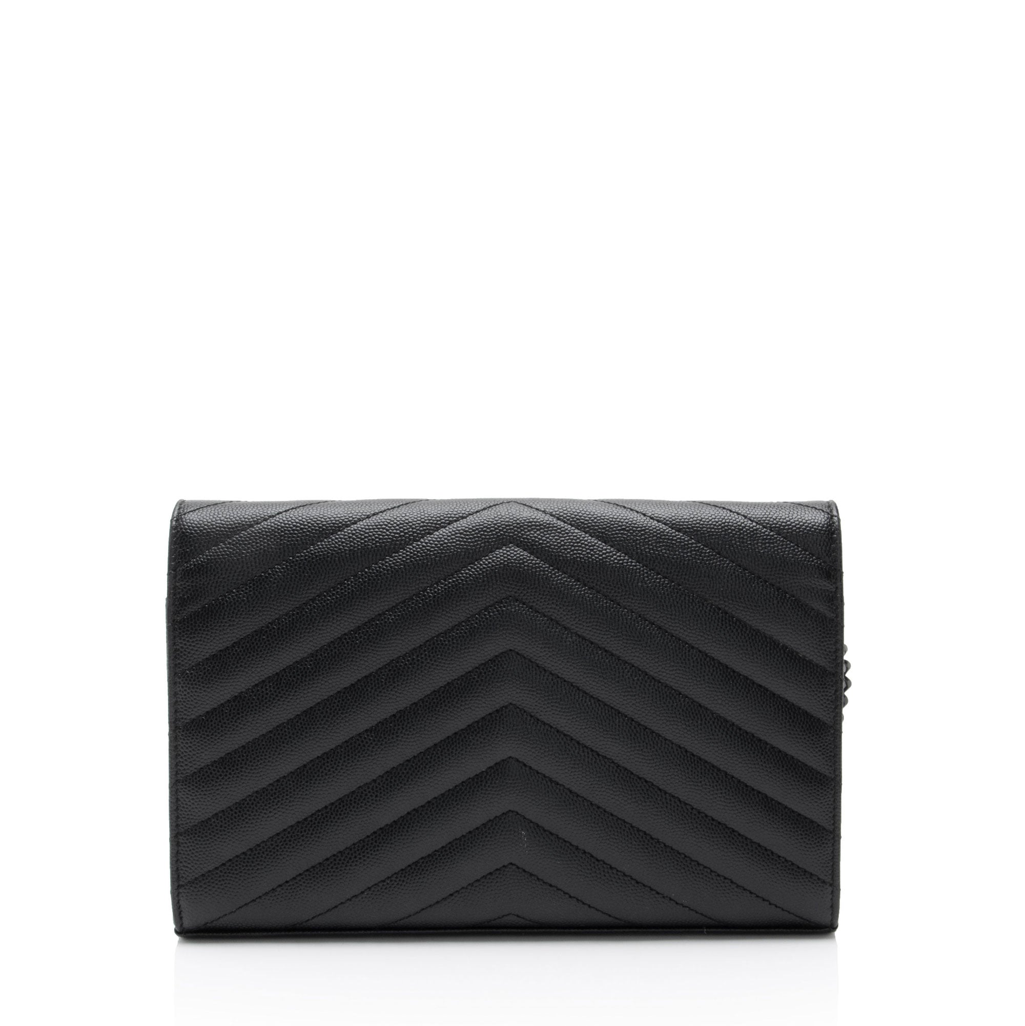 Saint Laurent Matelasse Grain de Poudre Monogram Chain Wallet