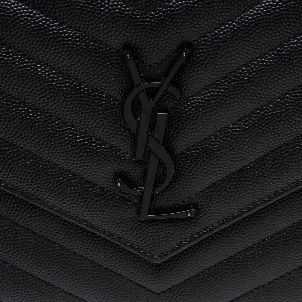 Saint Laurent Matelasse Grain de Poudre Monogram Chain Wallet