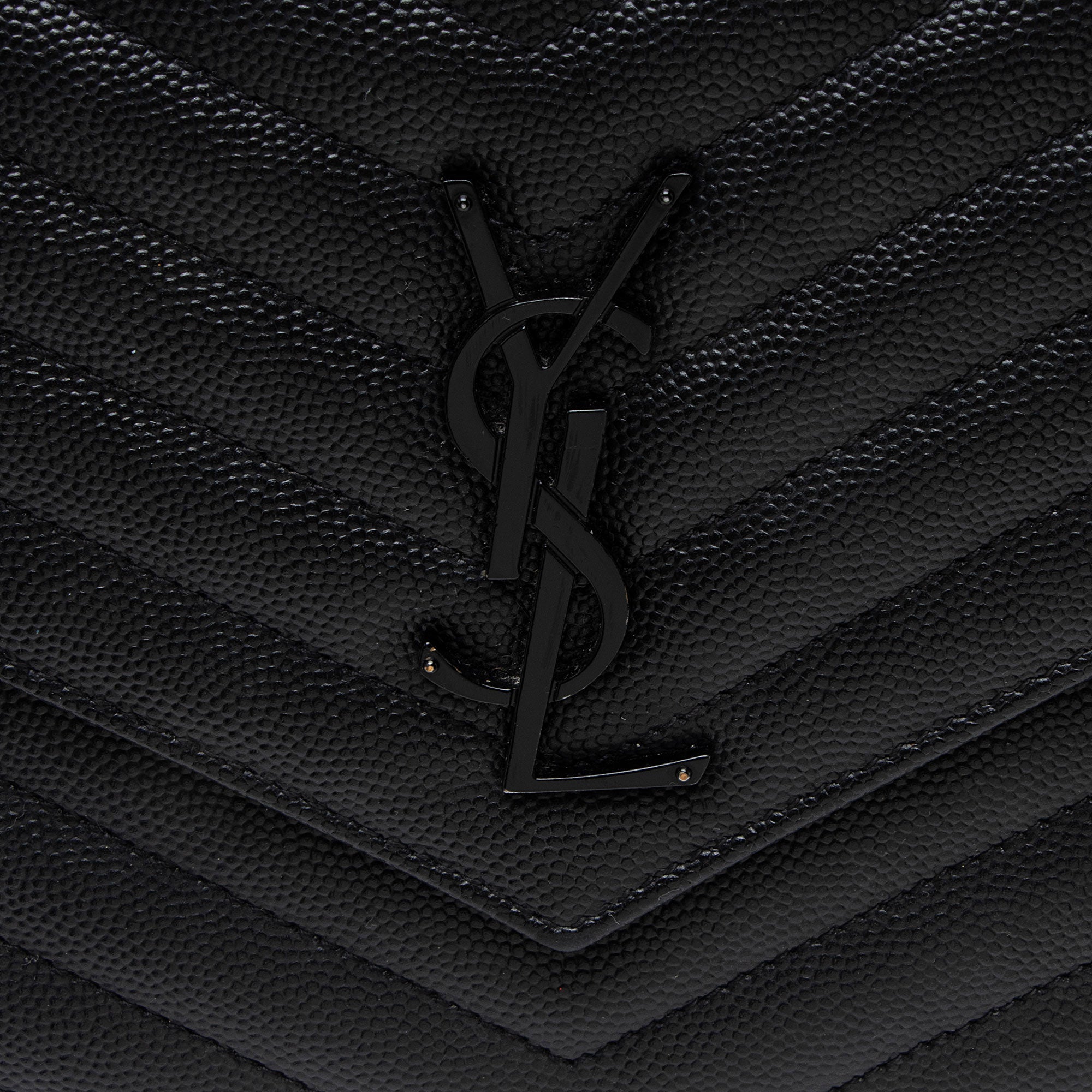 Saint Laurent Matelasse Grain de Poudre Monogram Chain Wallet