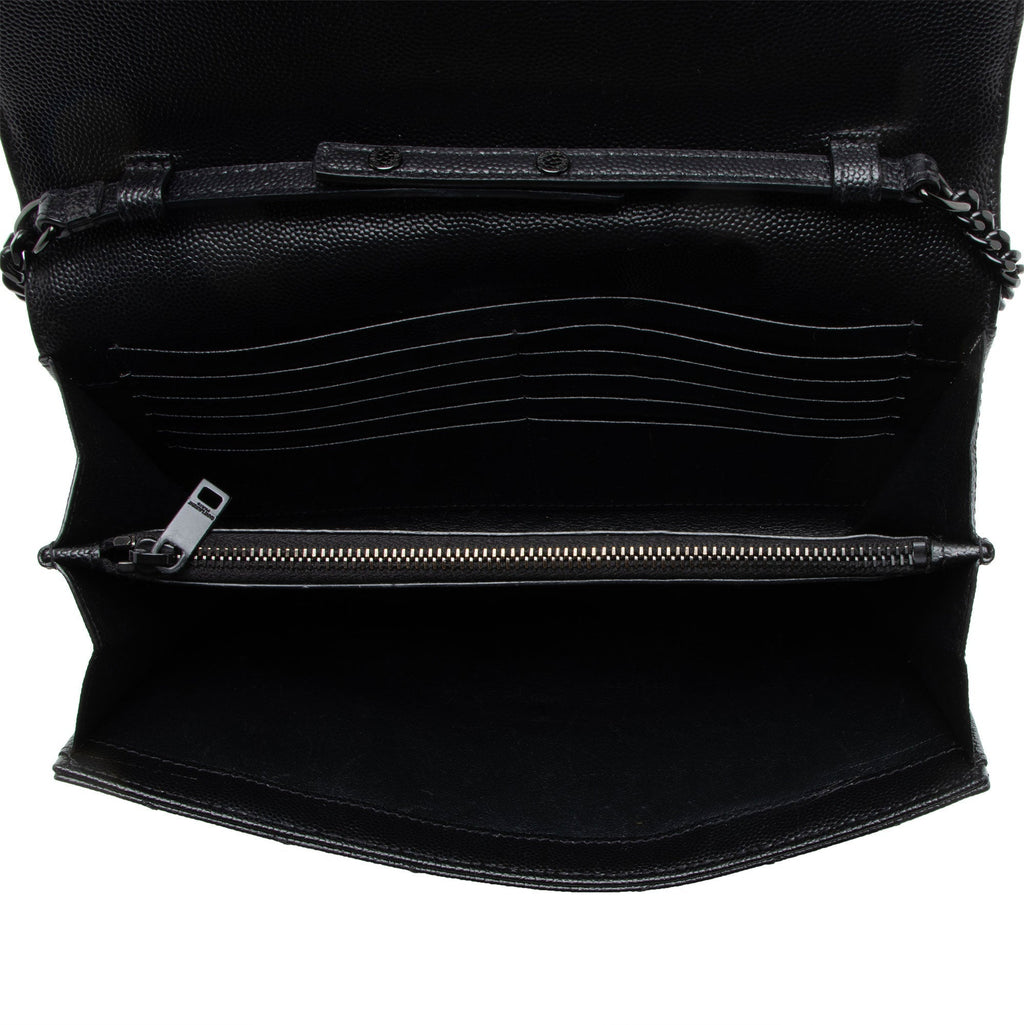 Saint Laurent Matelasse Grain de Poudre Monogram Chain Wallet