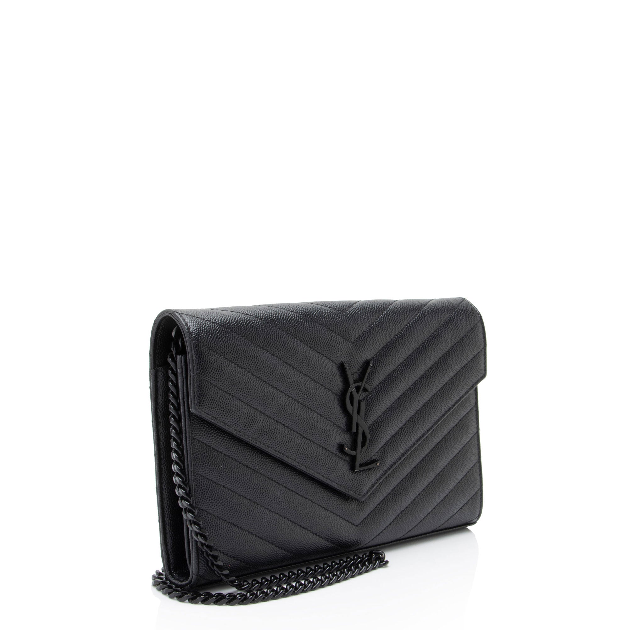 Saint Laurent Matelasse Grain de Poudre Monogram Chain Wallet