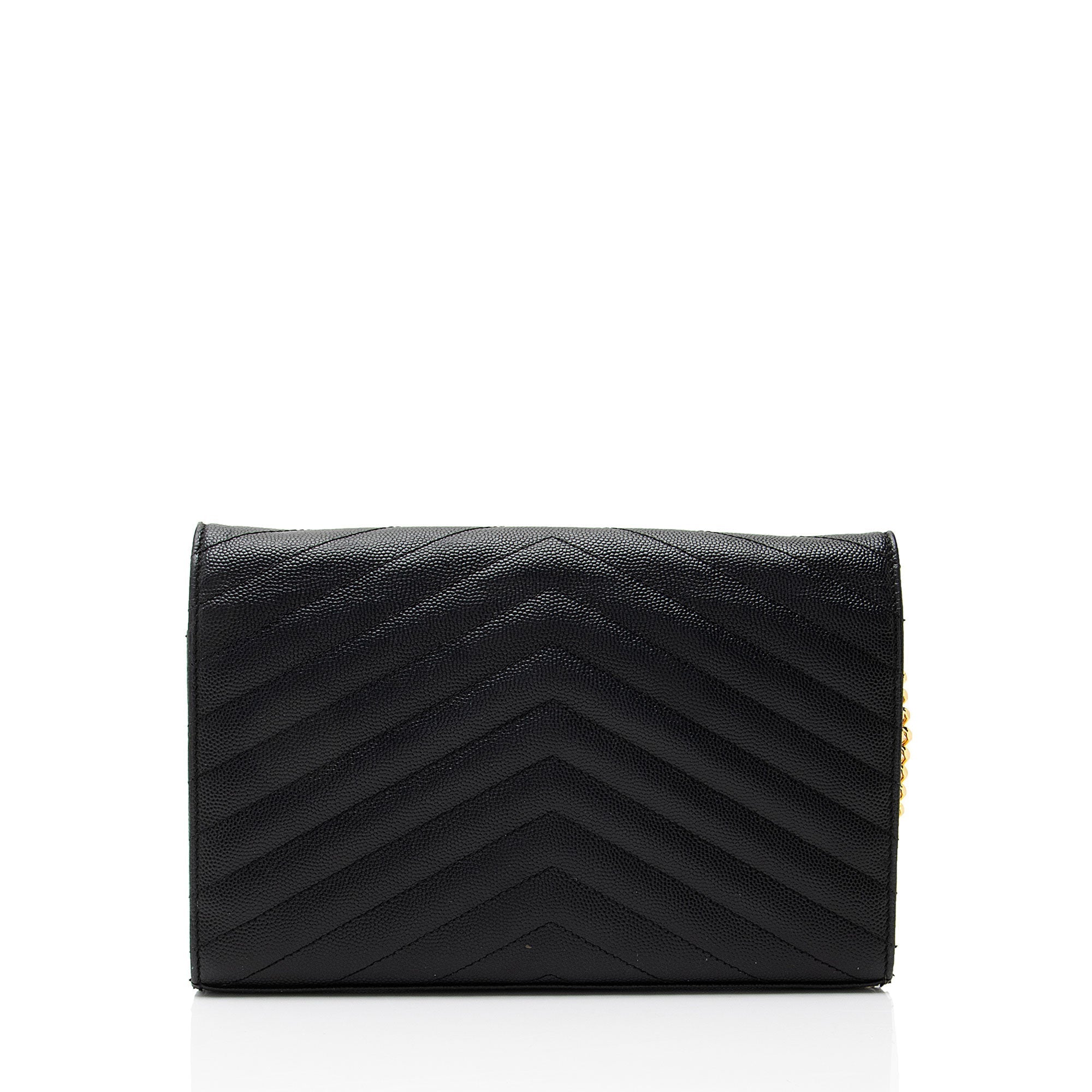Saint Laurent Matelasse Grain de Poudre Monogram Chain Wallet