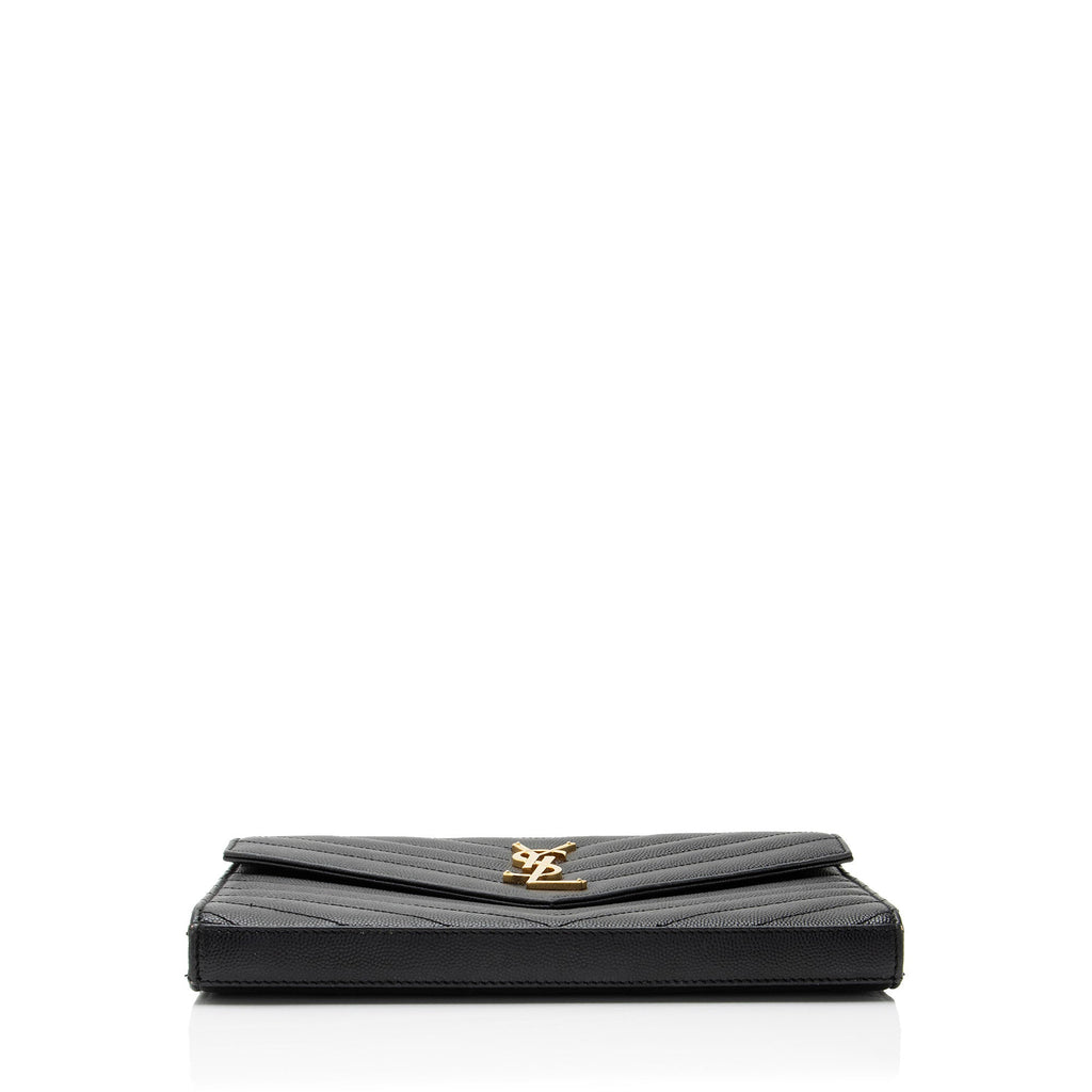 Saint Laurent Matelasse Grain de Poudre Monogram Chain Wallet
