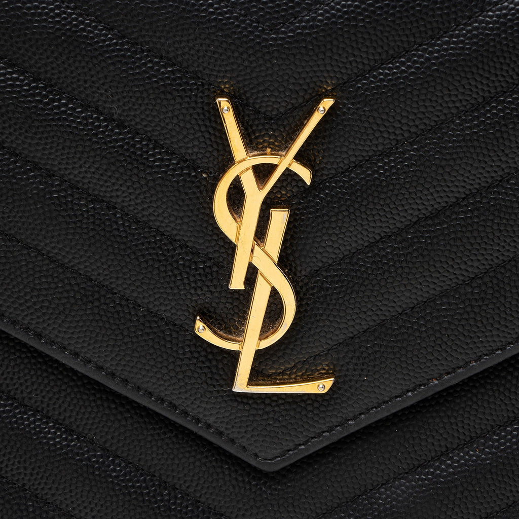 Saint Laurent Matelasse Grain de Poudre Monogram Chain Wallet