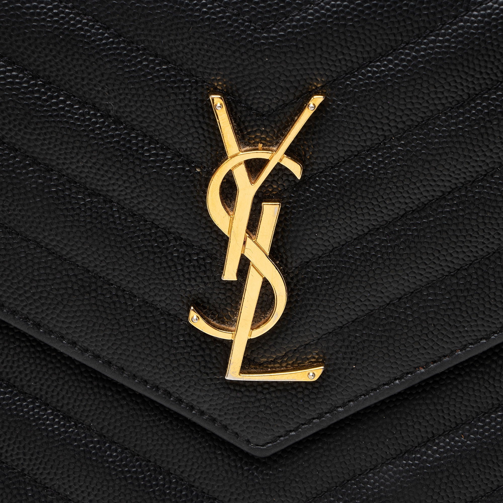 Saint Laurent Matelasse Grain de Poudre Monogram Chain Wallet