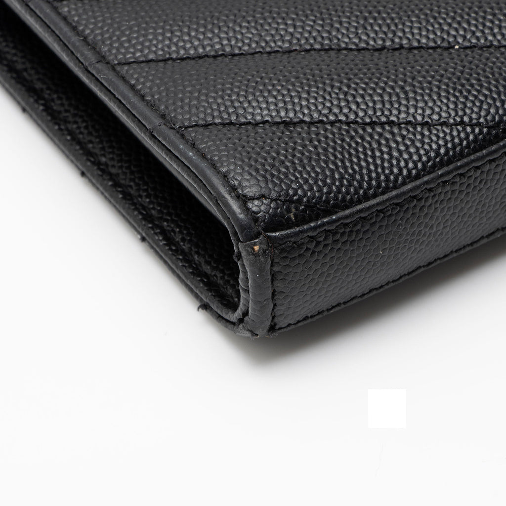 Saint Laurent Matelasse Grain de Poudre Monogram Chain Wallet