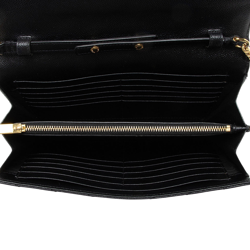Saint Laurent Matelasse Grain de Poudre Monogram Chain Wallet