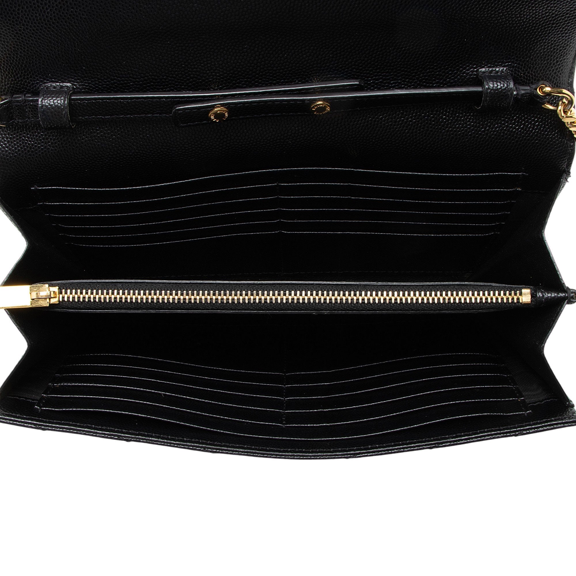 Saint Laurent Matelasse Grain de Poudre Monogram Chain Wallet