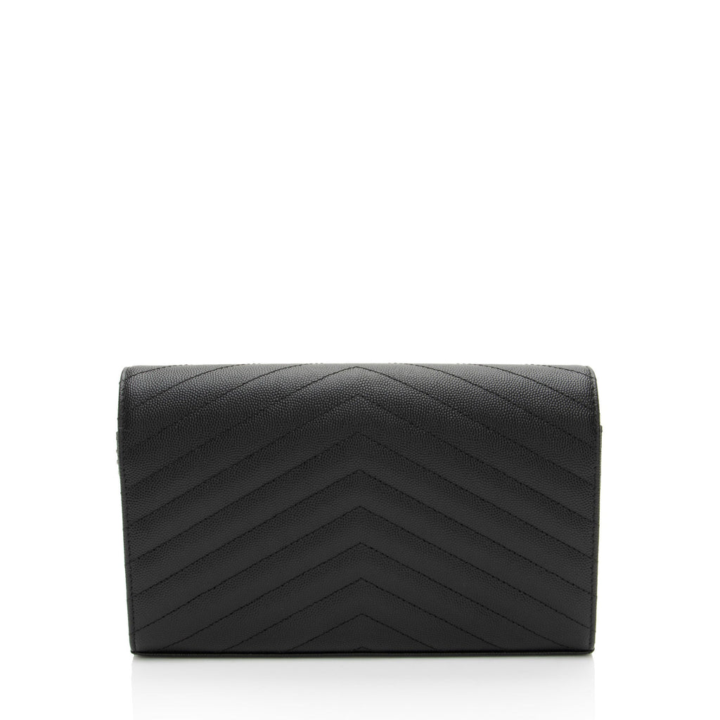 Saint Laurent Matelasse Grain de Poudre Monogram Chain Wallet