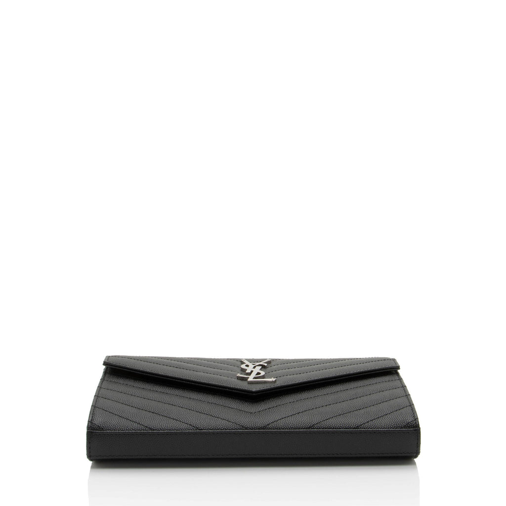 Saint Laurent Matelasse Grain de Poudre Monogram Chain Wallet